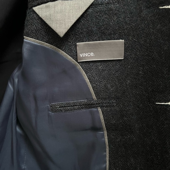Vince Wool Herringbone Charcoal Blazer - Picture 2 of 8
